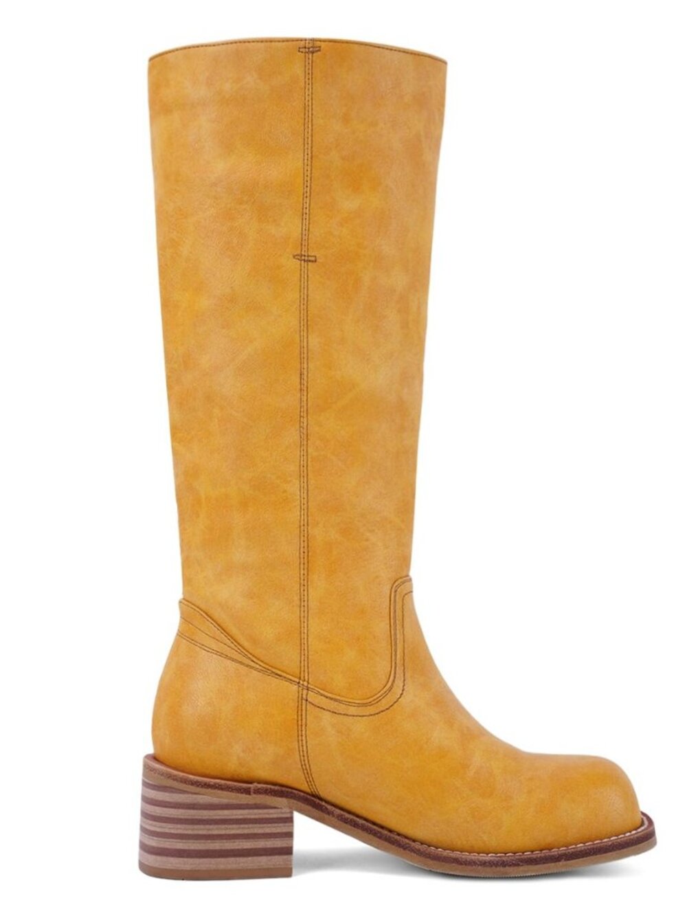 Women's Knee High Boots Chunky Block Heel Long Boots Square Toe Low Heel Boots